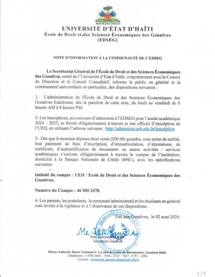 EDSEG_UEH's tweet photo. Note d'Information à la Communauté de l'EDSEG https://t.co/1ypWxFuo09