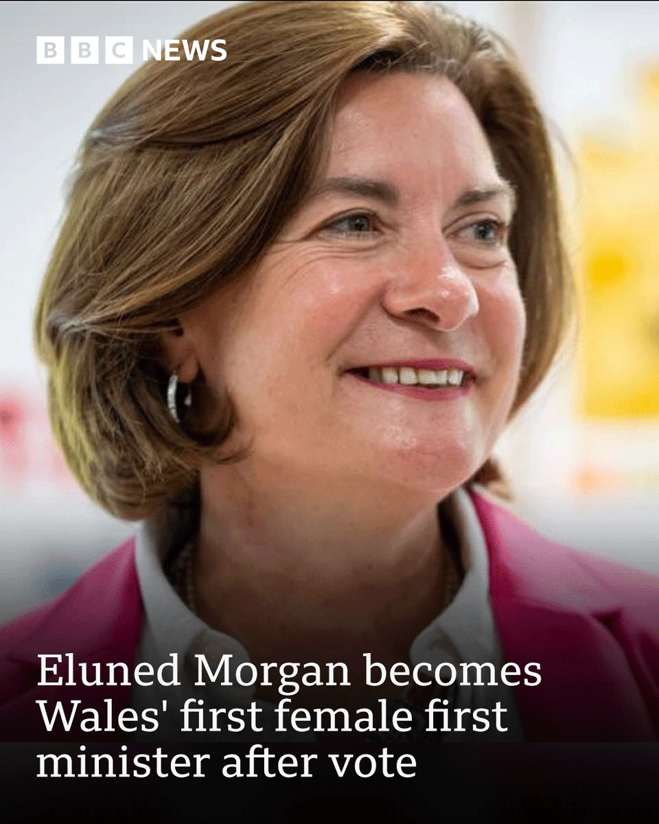 Eluned Morgan has become Wales' first female first minister

The Senedd was recalled from its summer break so politicians could nominate the new first minister after Vaughan Gething's resignation

More: bbc.in/3SEODP5