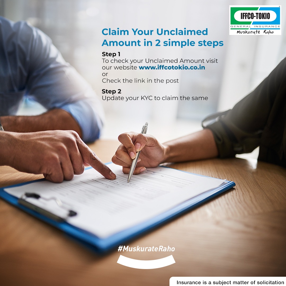 IFFCO__TOKIO's tweet photo. Check your Unclaimed Amount today and register for claim. Follow the following two steps and get a step closer to your claim.
Visit to get started: https://t.co/QZ0CQLApa6
#IFFCOTOKIO #MuskurateRaho #SadaInsuredRaho #UnclaimedAmount https://t.co/nhV0MmM7Ik