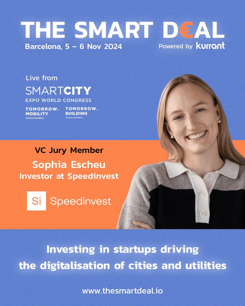 Kurrant (@kurranti) on Twitter photo 🎉 Excited to welcome Sophia Escheu from <a href="/speedinvest/">Speedinvest</a> as a VC jury member for The Smart Deal event at the <a href="/SmartCityexpo/">Smart City Expo World Congress</a> in Barcelona! 🎉
Julia's experience and insights into the venture capital landscape will be pivotal in identifying the next wave of groundbreaking startups. 🎉 Excited to welcome Sophia Escheu from <a href="/speedinvest/">Speedinvest</a> as a VC jury member for The Smart Deal event at the <a href="/SmartCityexpo/">Smart City Expo World Congress</a> in Barcelona! 🎉
Julia's experience and insights into the venture capital landscape will be pivotal in identifying the next wave of groundbreaking startups.