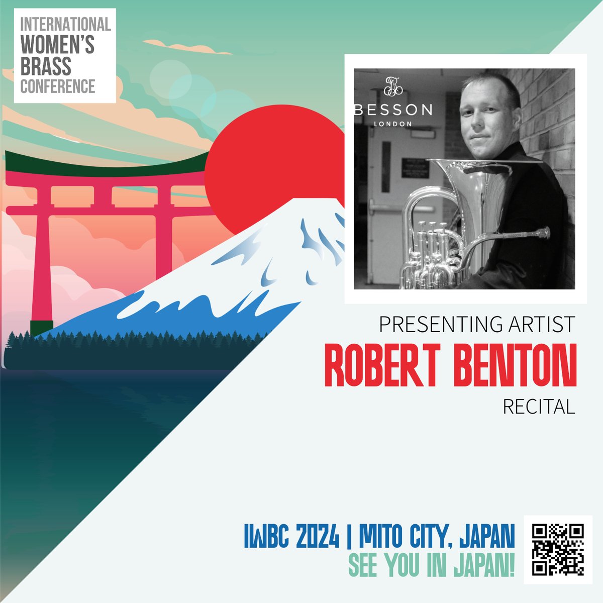 IWBC_BRASS's tweet photo. 【Excited to Welcome Robert Benton for a Euphonium Recital at IWBC 2024!／IWBC 2024でリサイタルを開くユーフォニアム奏者　ロバート・ベントンを紹介します！】

🌸Recital time：August 16th／
🌸リサイタル時間：8月16日

#IWBC2024 #IWBC水戸 #IWBCMITO #recital #リサイタル https://t.co/7WNBOwelk3