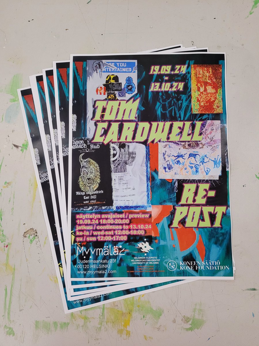 Posters for my upcoming solo exhibition 'Re-Post' at Myymälä2 Helsinki, 19.09.24 - 13.10.24.

The exhibition will feature a series of paintings made during my Fellowship at Helsinki Collegium for Advanced Studies <a href="/HCollegium/">Helsinki Collegium (HCAS)</a> supported by <a href="/KoneenSaatio/">Koneen Säätiö</a> 2022-23.