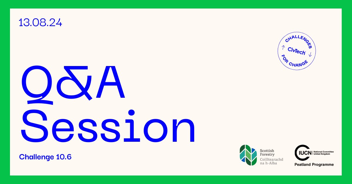 CivTechScotland's tweet photo. 📅 #CivTechRound10 Live Q&A Session – Challenge 10.6 l With Challenge 10.6 sponsors @IUCNpeat and @scotforestry l Tuesday, August 13 · 11am - 12pm GMT+1 >>
#WoodlandCarbonCode #Innovation #YourIdeasMatter #DataInnovation #ResponsibleAI #ScotlandIsNow #AI #SkillsDevelopment https://t.co/wNrN9TRiHE