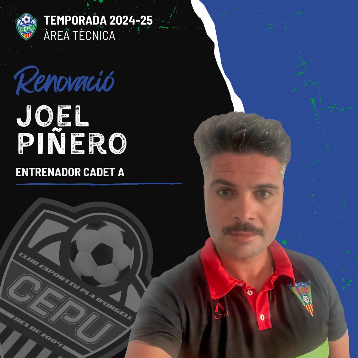 🔵 🅁🄴🄽🄾🅅🄰🄲🄸🄾 🟢🔵

Tenir el plaer d’anunciar la renovació del Joel Piñero al capdavant del Cadet A.

El Joel, que acaba de sortir de gravar el remake dels 3 Mosqueters 🥸, compta amb una àmplia experiència en el món del futbol, destacant el seu pas pel futbol xinès.
