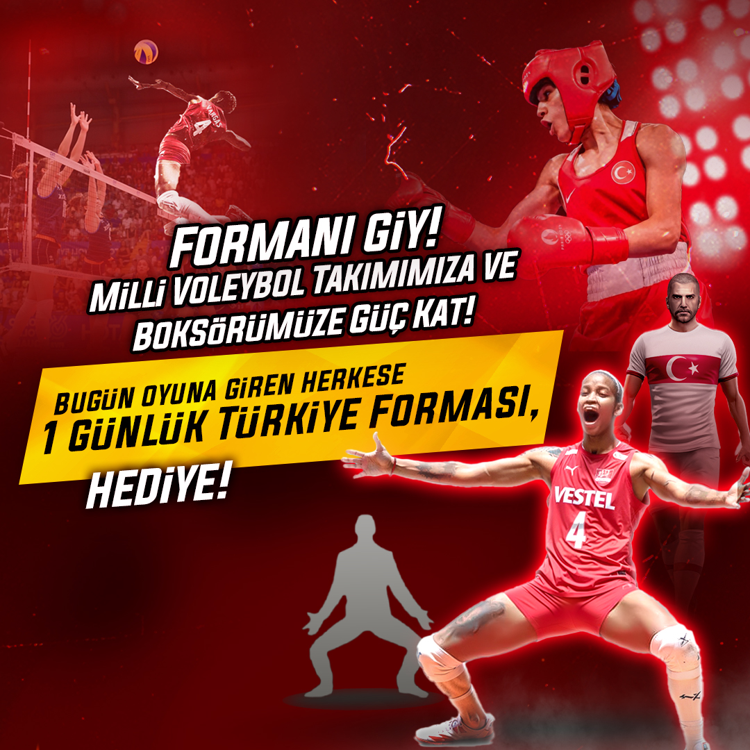 Formanı giy, Milli Voleybol Takımımıza ve Boksörümüze Güç Kat!
1 günlük Türkiye Formasını Kaçırma! 🇹🇷