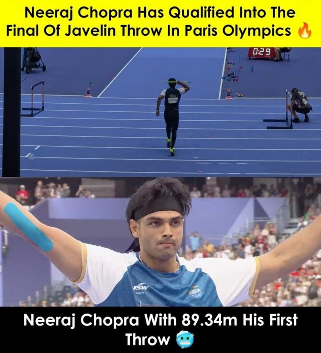 IndianRealityZ's tweet photo. The Golden Boy Is Going For The Medal 🔥

#NeerajChopra #ParisOlympics2024 https://t.co/9IAkGdaVwA
