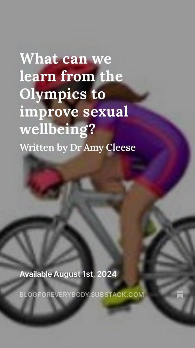 AmyCleese's tweet image. What can we learn from the Olympics? 

blogforeverybody.substack.com/p/what-can-we-…

#sexualhealth #doctor #blog #Olympic2024 #cycling #health #PrimaryCare 

Thank you to @guardiannews for there article with Paralympian Hannah Dines which helped inspire this blog!