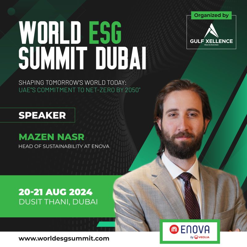 Enovame's tweet photo. Our Head of #Sustainability, Mazen Nasr, will be giving an overview on #Digitalization and #Technology in #ESG Reporting - Powered by #Hubgrade, at #WorldESGSummit taking place in #Dubai between August 20th - 21st, 2024 #SustainableSolutions #ESG #NetZero #SustainableEnergy https://t.co/hJ6Nd5FLdY