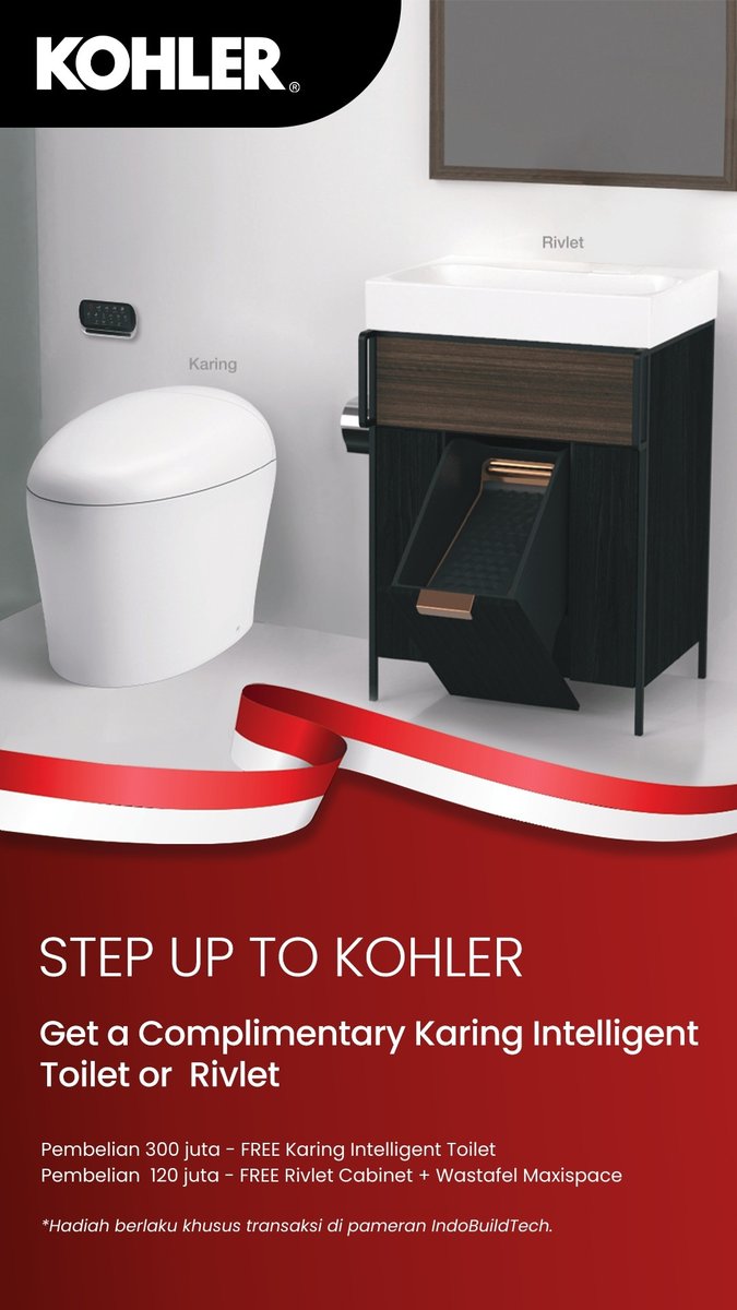 WismaSehati's tweet photo. BUNDLING SPECIAL INDOBUILDTECH 2024
Wisma Sehati x Kohler

FREE Closet Karing 2.0 &amp; Rivlet Cabinet + Wastafel Maxispace untuk transaksi di pameran IBT.

https://t.co/zcyu1NwuMX https://t.co/piGPlwnMFF