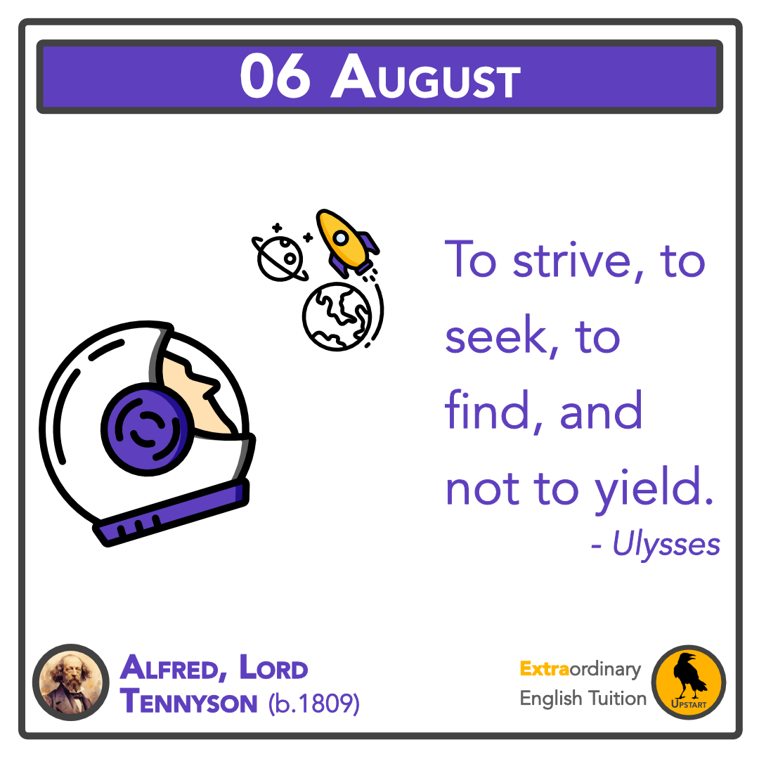 UpstartEnglish's tweet photo. I'm still waiting for a poem that I like better than 'Ulysses'. Happy birthday to Alfred, Lord Tennyson, and to you if you share the day!

#poetry #bookx #books #bookTwitter #literature  #englishliterature #otd #alevelenglish #alevelenglishlit #englishtuition #englishtutor https://t.co/NcCCI8OH4s