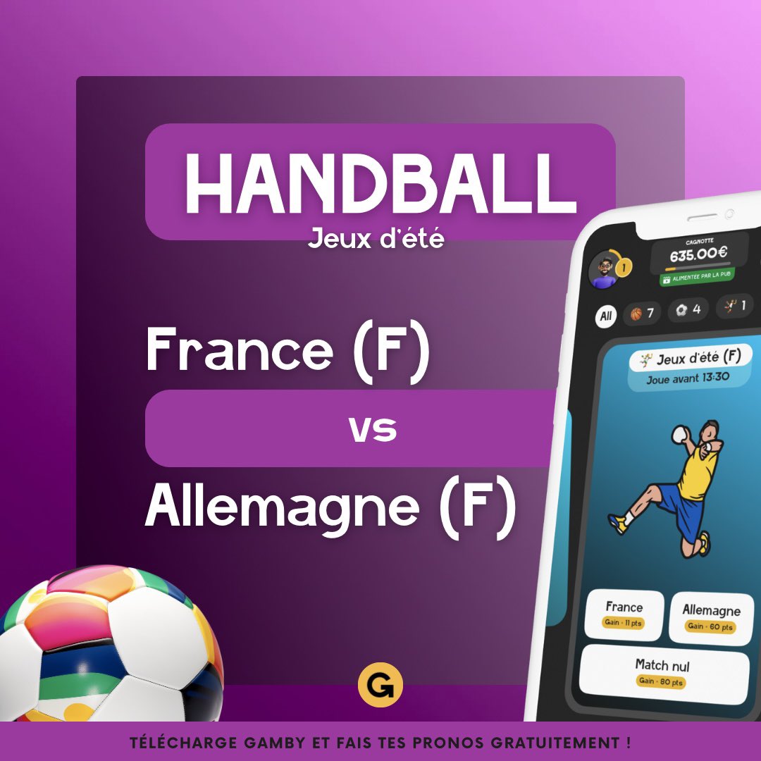 gamby_app's tweet photo. 📣🤾‍♀️ Nos Bleues du handball affrontent l'Allemagne dans moins d'une heure en quart de finale du tournoi olympique 🇫🇷🇩🇪

Fais ton prono sur Gamby 🫵📲

#Paris2024 https://t.co/vnhzxHIsJG
