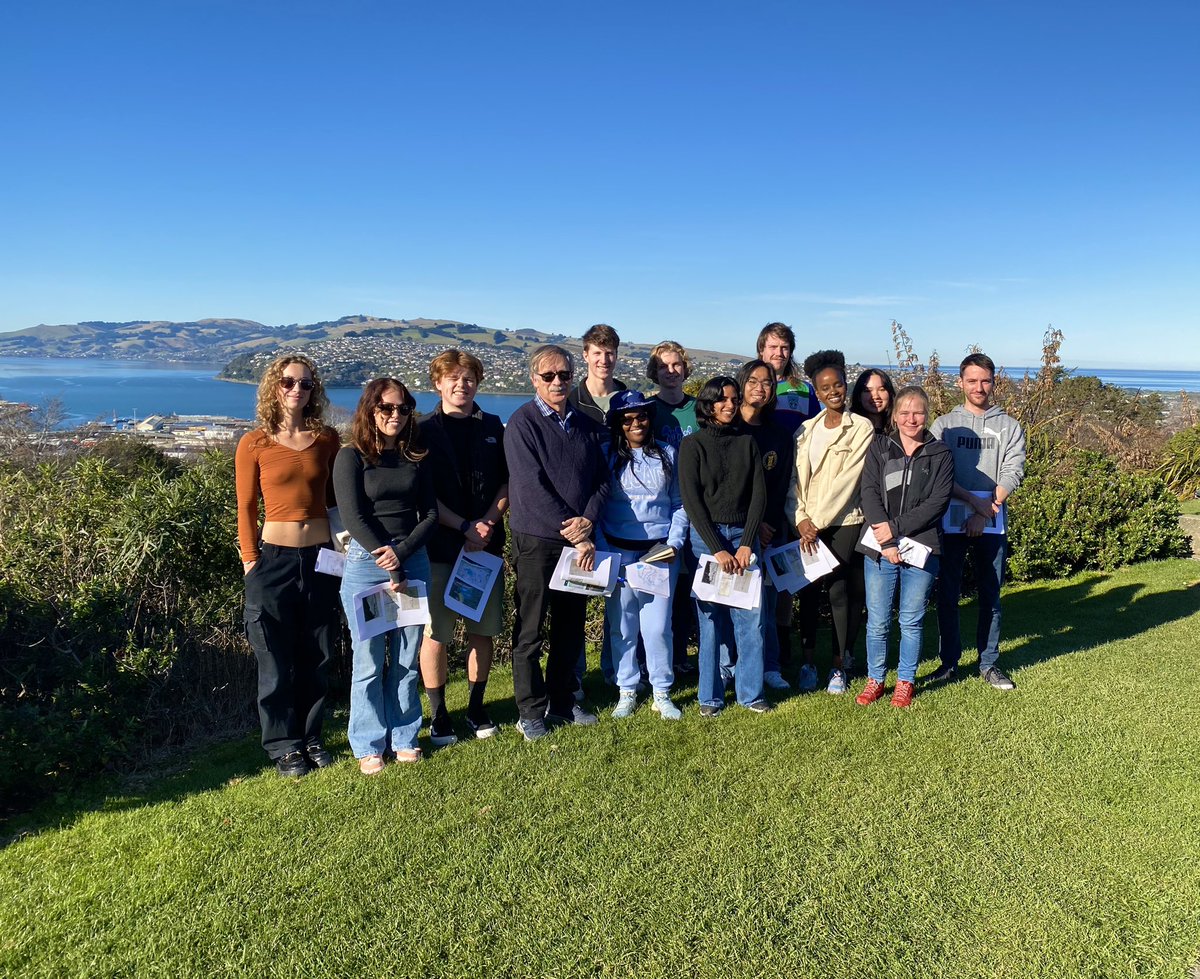 Perfect day for our GEOG457 postgrads’ excursion to sight the complexities of strategic spatial planning in Ōtepoti Dunedin: thinking across development, intensification, infrastructure, industry, topography, geology, reclamations, sea level rise,  social wellbeing, environment