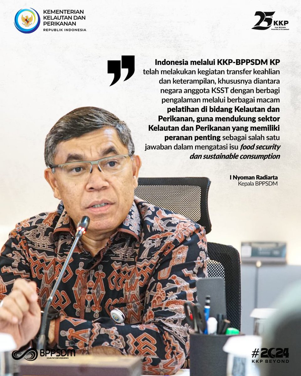 bppsdm_bp3tegal's tweet photo. Semangat Indonesia trhdp #KSST jd dasar bg @kkpgoid #BPPSDMKP utk lakukan transfer keahlian&amp;keterampilan, serta berbagi pengalaman dgn negara2 berkembang lainnya, guna dukung sektor KP yg miliki peranan penting sbg slh satu jwbn dlm atasi isu food security&amp;sustainable consumption https://t.co/pYQrRnkzaj