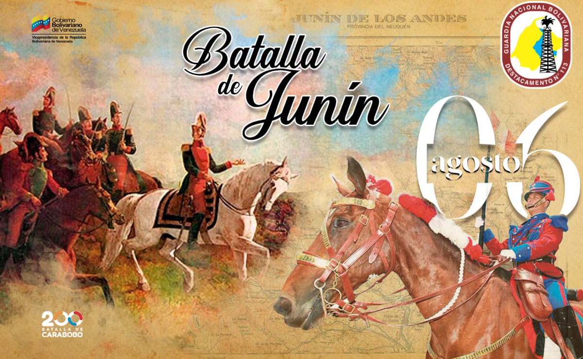 Se cumplen 200 años de la Batalla de Junín, uno de los enfrentamientos finales de la Campaña Libertadora, en el que el ejército Patriota, bajo el mando de nuestro padre Simón Bolívar, derrota a las tropas realistas en la Pampa de Junín, cordillera peruana.