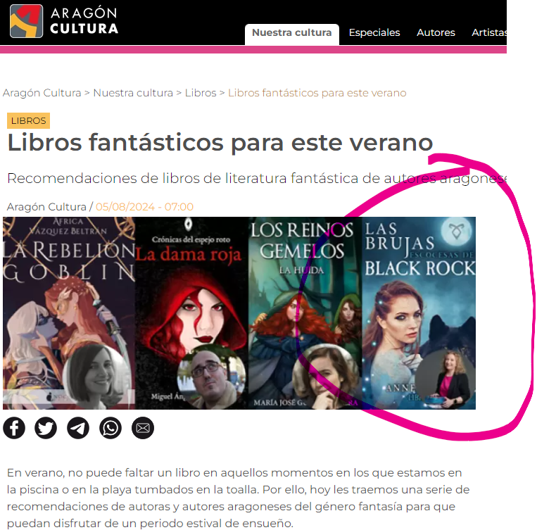 anneaband's tweet photo. Me encanta ver que Aragón Cultura recomienda mi novela en uno de sus artículos...
Muchísimas gracias, es una alegría!!!!!!!!!!!

@aragoncultura
#librosdefantasia #anneaband #fantasiaromantica https://t.co/yqdPqAwrwO