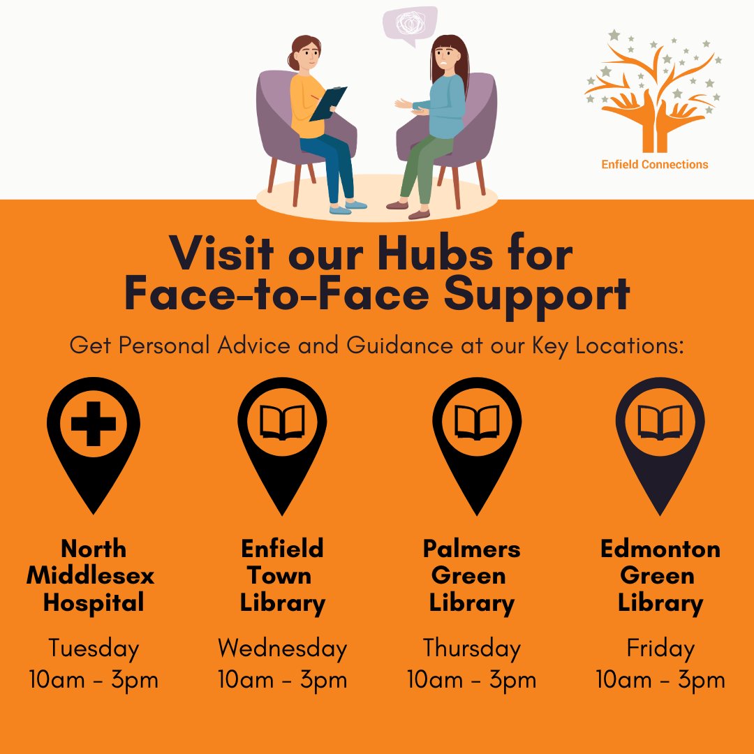 EnfieldConnect's tweet photo. Visit our Hubs for Face-to-Face Support β¨
We can help with:
πΈ #CouncilTax Overpayments
π #RentArrears
π #BenefitApplications
ποΈ Support for the #Homeless
π‘ #MoneyManagement
π #HealthyLiving
Drop by and let us help you navigate life's challenges. We're here for you! π€ https://t.co/3F2J3cfz3H