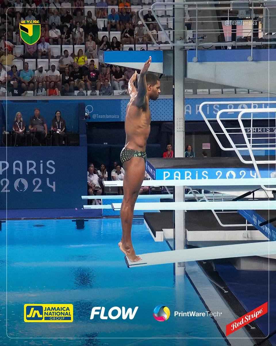 Yona Knight-Wisdom 🇯🇲 is through to the Semi-final round of the Men's 3M Springboard with 382.90 points.

This will be his 3rd and final time competing for Jamaica in the Olympics. 🔥🔥🔥🖤💚💛

Powered by <a href="/jnbanklimited/">JN Bank</a> | <a href="/redstripe/">Red Stripe</a> | <a href="/FLOWJamaica/">FLOW Jamaica</a> | <a href="/PrintWareTech/">PrintWare Tech</a>

#TeamJamaica