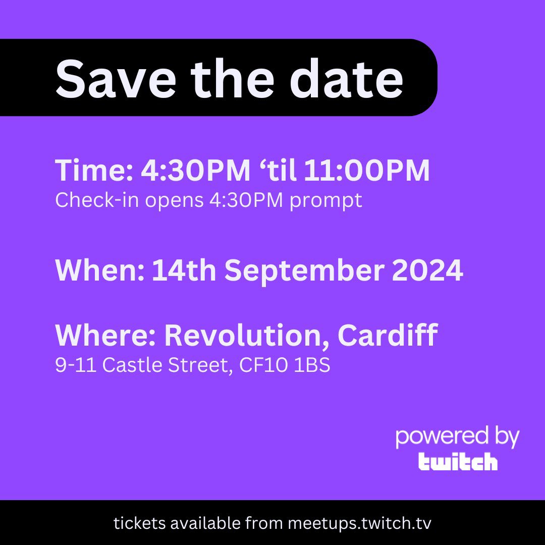 A Cardiff Twitch meet up on the 14th of September? 

Oh you better believe I’ll be here! 

SEE YA! 🤜🤛