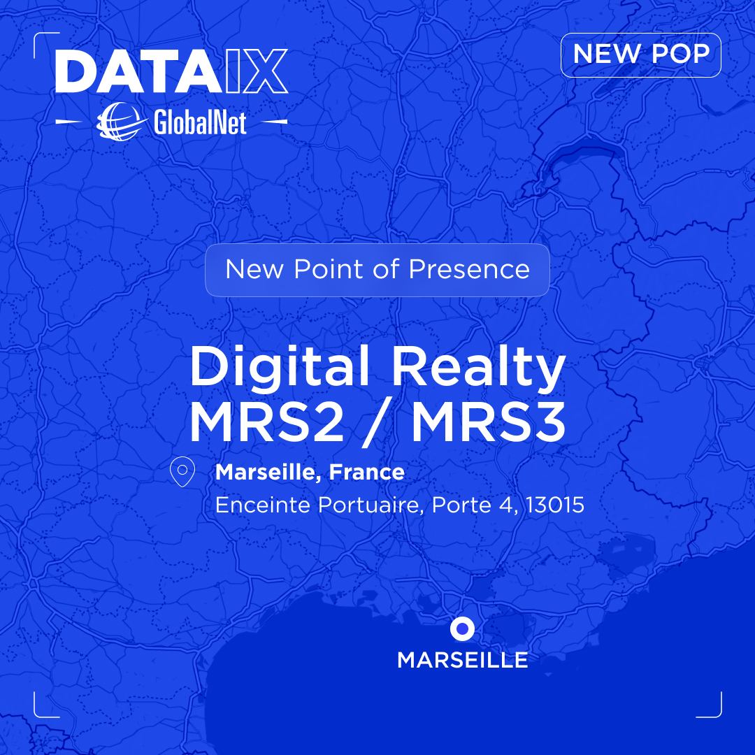 gnm_gnmix's tweet image. We are thrilled to announce the launch of a new Point of Presence (PoP) at the Digital Realty MRS2 / MRS3 data center, located at Enceinte Portuaire, Porte 4, 13015, Marseille, France.  Learn more at gblnet.net/news/296
#GlobalNet #MarseillePoP#DATAIX #IPTransit