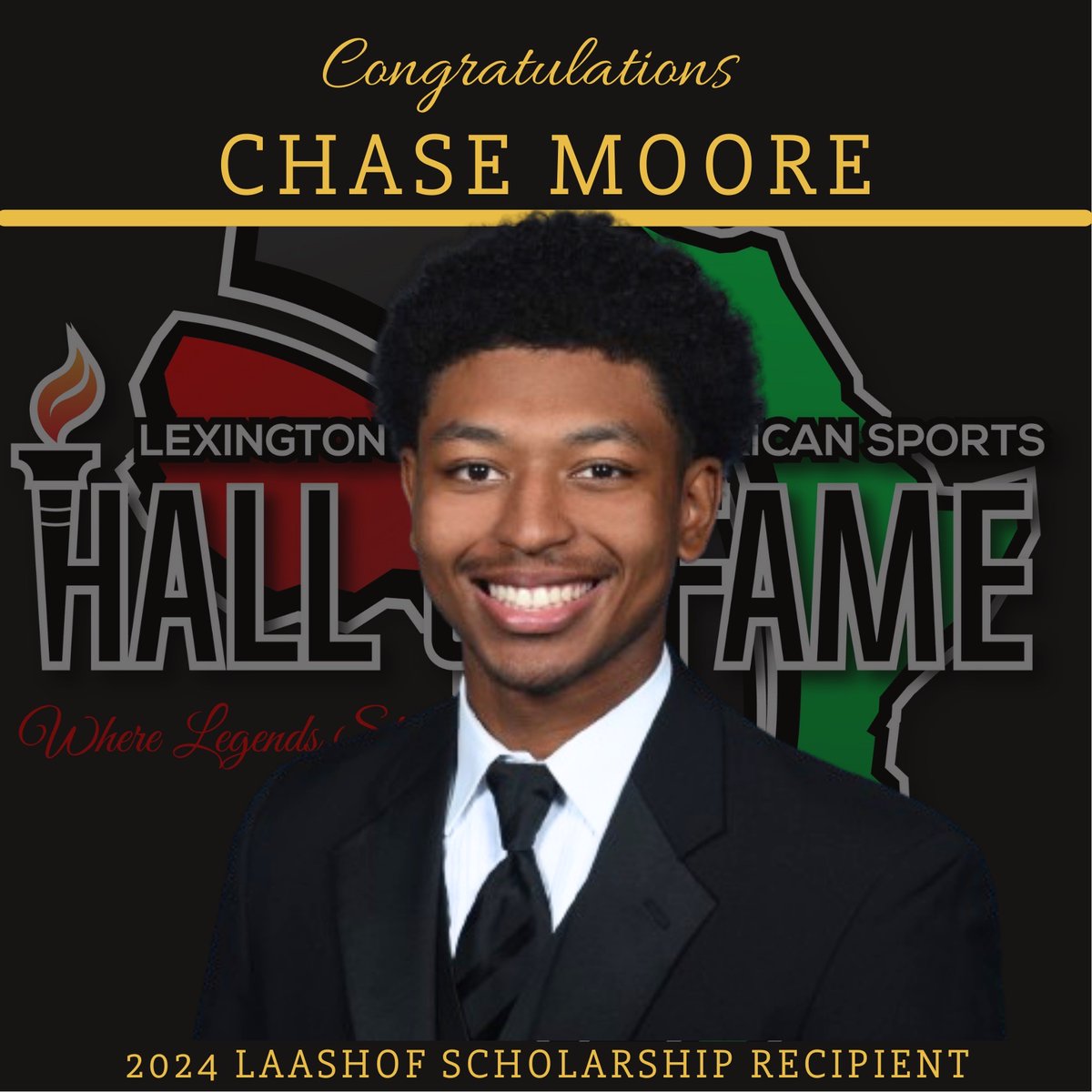 📣Introducing our 2024 LAASHOF Scholarship Recipients!

Chase Moore:
A recent graduate of Tates Creek High School is currently attending Prairie View A &amp; M University in Prairie View, Texas.

#LAASHOF #WhereLegendsShine #Scholarship