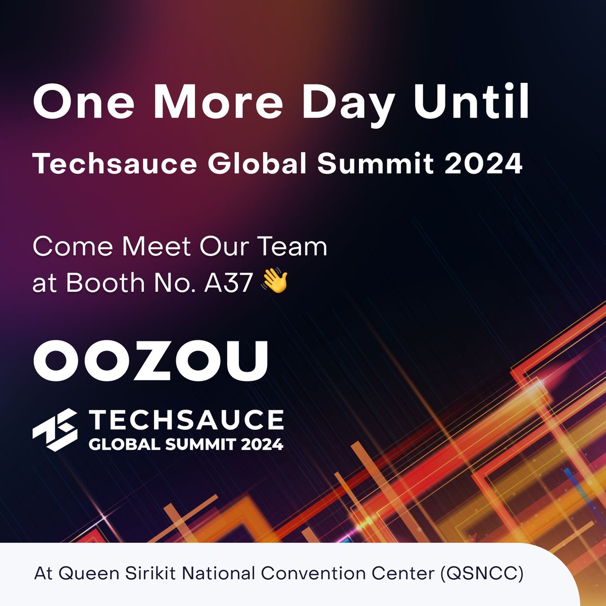 🚀 Just one day left until the Techsauce Global Summit 2024!

📍 We're excited to meet you at booth no. A37! Moreover, we will be part of Techsauce's NFT campaign where you can complete all the quests to claim NFT and win a prize.

We can't wait to meet you there! 😊

#TSGS2024