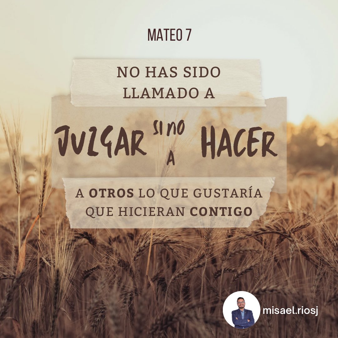 La base del ser seguidor de Cristo, se basa en las relaciones con otros, #Mateo7 inicia con juzgar a otros y termina tratando a otros como nos gustaría que traten

#rpsp #PrimeroDios #GodFirst #primeirodeus #MiBibliaDice #BibleVerse