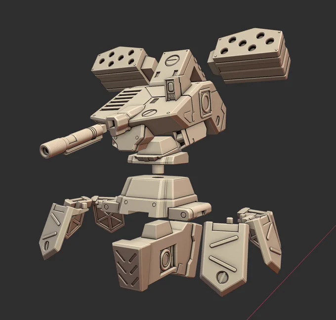 [Elephant MT progress]The upper body alone has 13 separate parts. But the separated hip joint will allow for rotation of the main body :) #アーマードコア 