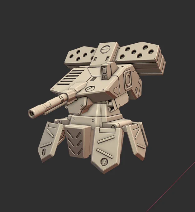 [Elephant MT progress]The upper body alone has 13 separate parts. But the separated hip joint will allow for rotation of the main body :) #アーマードコア 