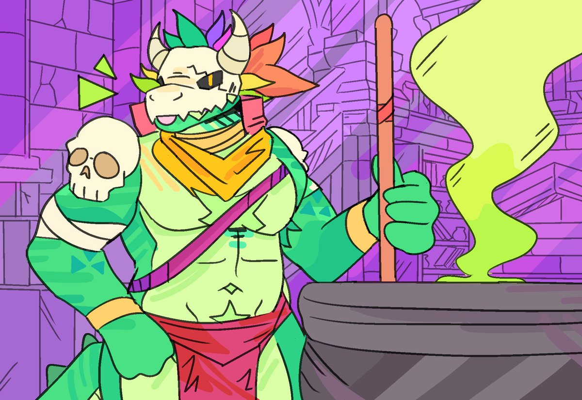 DooperHuskyy's tweet photo. witch doctor brewing some potions
"what kind of potion do you want?" https://t.co/HssQ8Kd6L9
