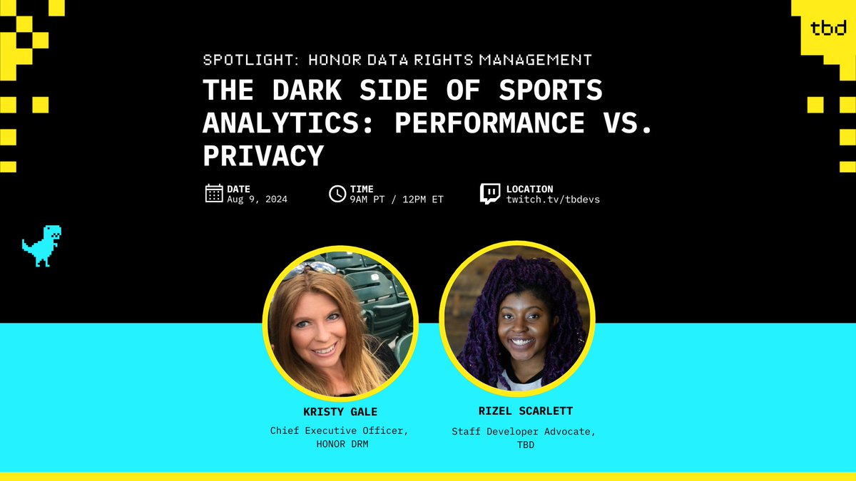 Data analytics transformed sports, but at what cost to athlete privacy? 🏀
Join Kristy to learn how Verifiable Credentials help athletes balance performance and privacy.

📆 Fri, Aug 9 at 9am PT / 12pm ET
📺 Watch linktr.ee/tbdevs
💬 Discuss discord.gg/tbd