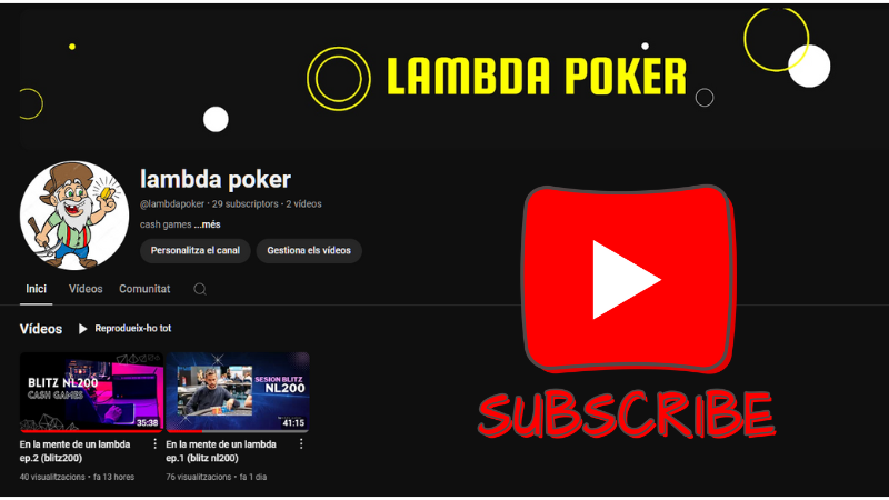 Me decidido abrir una canal, estoy subiendo algunas sesiones live darle amoor chavales 😘😘
youtube.com/@lambdapoker