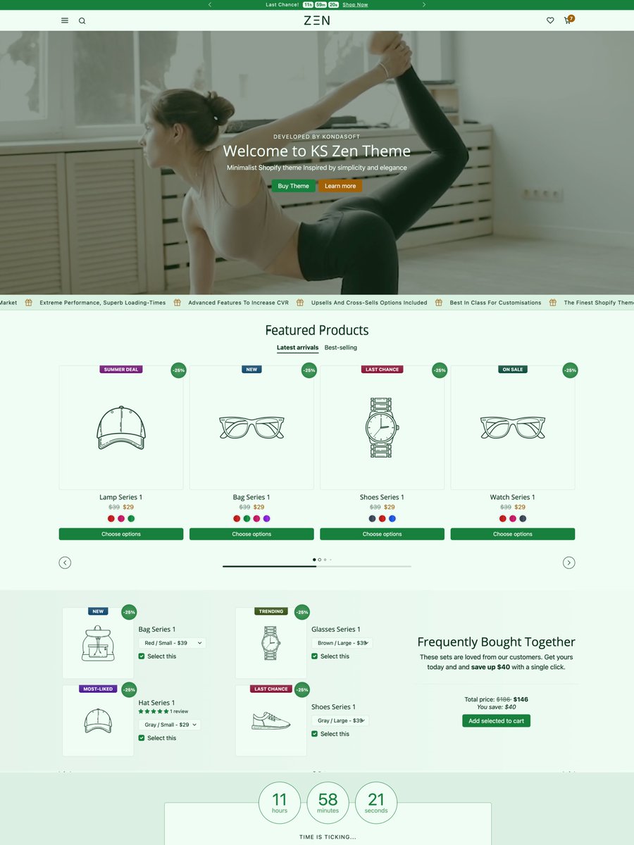 kondasoftdev's tweet image. KS Zen - Aug 2024 Premium Shopify Theme Released. Minimalist Shopify theme Inspired by simplicity and elegance

Learn more / View the demo
kondasoft.com/collections/sh…

#shopify #shopifytheme #shopifydev #shopifystore