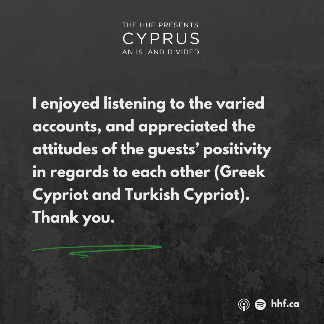 Thank you to our listeners for your feedback on our latest podcast, "Cyprus: An Island Divided" 🎙

Produced by the #HHF’s award-winning History Committee, this five-part series revisits the 1974 Turkish invasion of Cyprus, 50 years later. Listen today: buff.ly/4b8l4ff