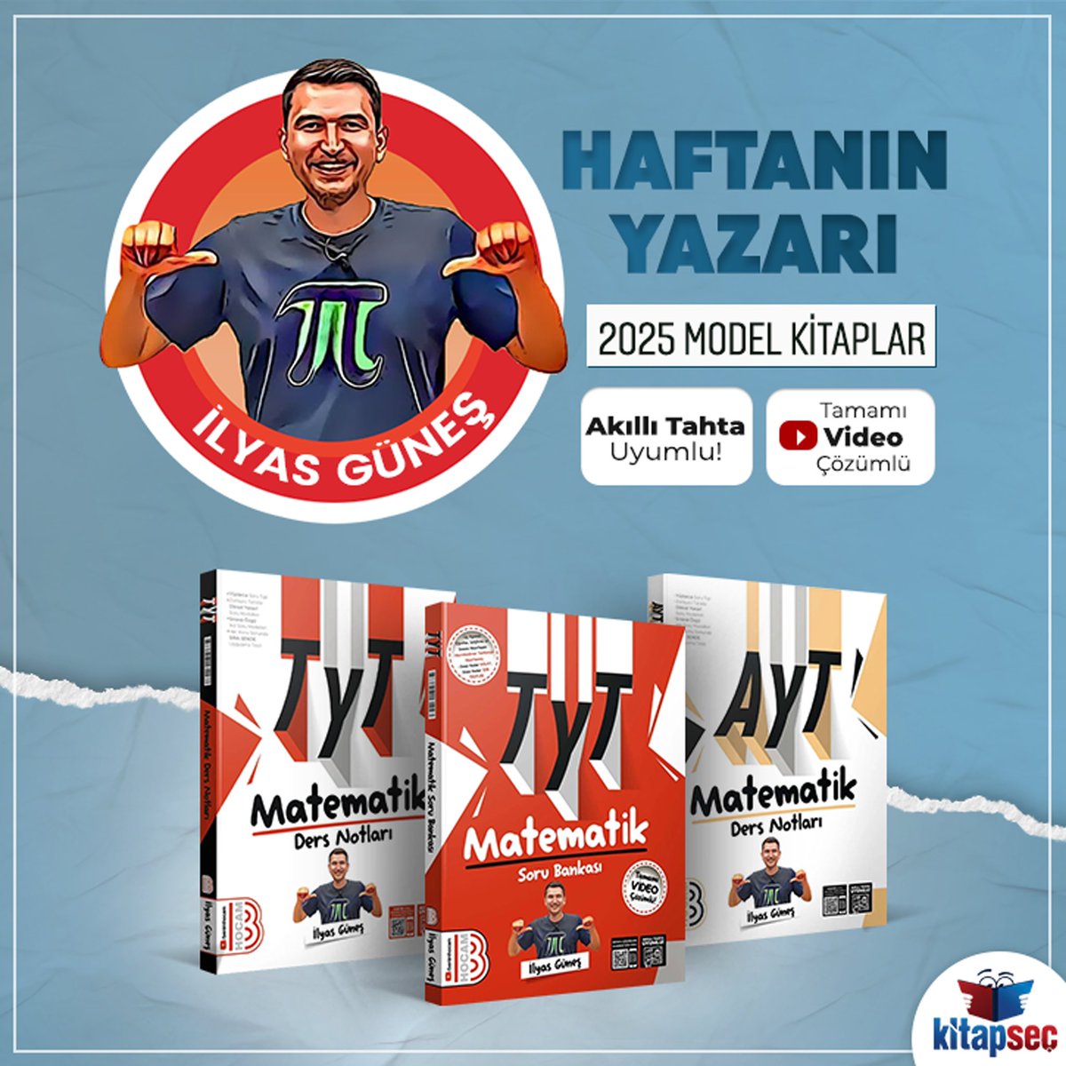 📚Haftanın Yazarı
✍️İlyas Güneş
📎2025 Model Kitaplar
📹Tamamı Video Çözümlü

#HaftanınYazarı# İlyasGüneş #yks #tyt #ayt #2025tayfa #kitapseç #kitapseccom