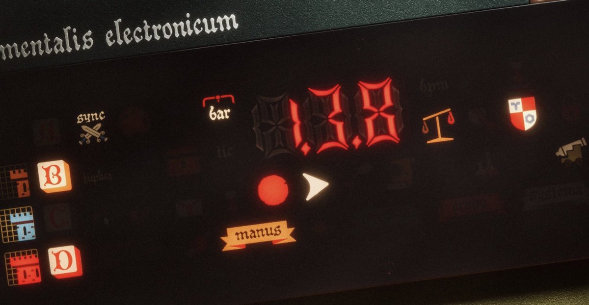 sdw's tweet photo. Imagine redesigning a segmented LCD number readout to make it more medieval 

And adding torn parchment edges to the round ‘record’ icon light https://t.co/GHCeFYMIlF