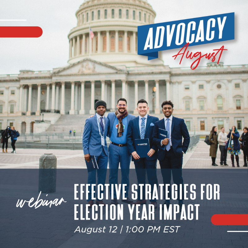 MENTORnational's tweet photo. 🗳️ Ready to amplify your impact this election year? 

Join our webinar, "Effective Strategies for #ElectionYear Impact," on 8/12 at 1:00 PM EST! 🌟

Learn how nonprofits can boost voter participation &amp; engage youth. Don't miss it! 🙌

#MentoringAmplifies #AdvocacyAugust