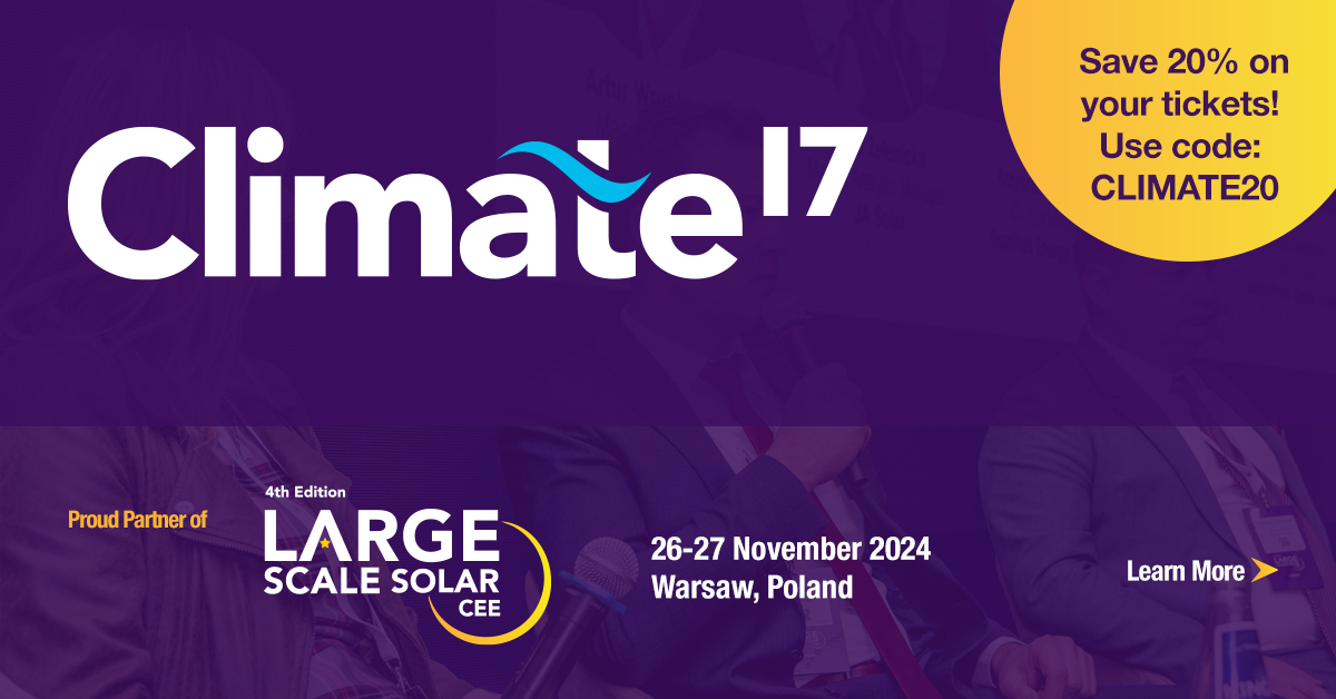 _SolarEnergy's tweet photo. We're excited to welcome Climate 17 as a media partner for #LSSCEE24 - https://t.co/l1JJBRIaKg

#largescalesolar #renewableenergy #poland https://t.co/yCdpFrsLMr