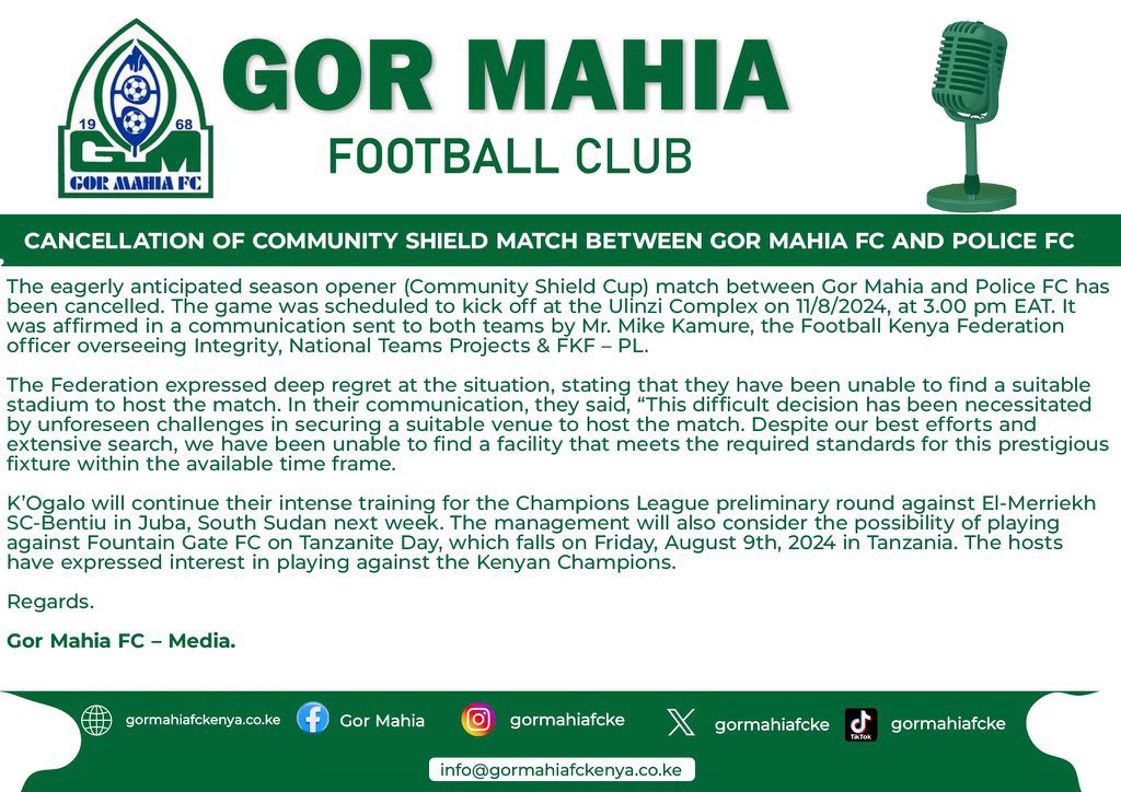 If we can’t hold a Community Shield match that should be the curtain-raiser for the league, why should we keep the current officials at the <a href="/Football_Kenya/">Football Kenya Federation</a> <a href="/Officialfkfpl/">SportPesa League</a> in office any longer than September 2024?

#FootballKE