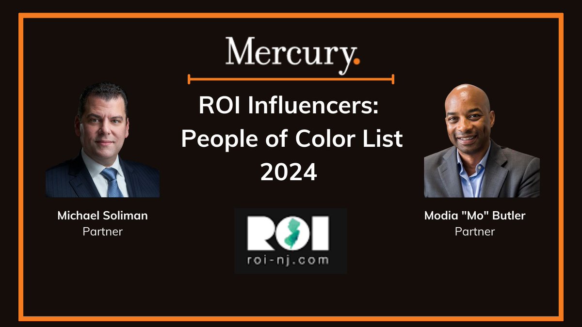 Congratulations to Partners <a href="/ButlerModia/">Modia Butler</a> and <a href="/MikeDSoliman/">Michael Soliman</a> on being named to ROI Influencers: People of Color List 2024 by <a href="/ROINJNews/">ROI-NJ</a> 👏👏