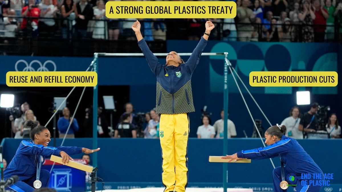 It's time world leaders fight back against big oil and the chemical industry to ensure they cut plastic production and invest in a reuse/refill economy. 

Together, we can win a strong #plasticstreaty! 🥇🌏

#BreakFreeFromPlastic #Paris2024