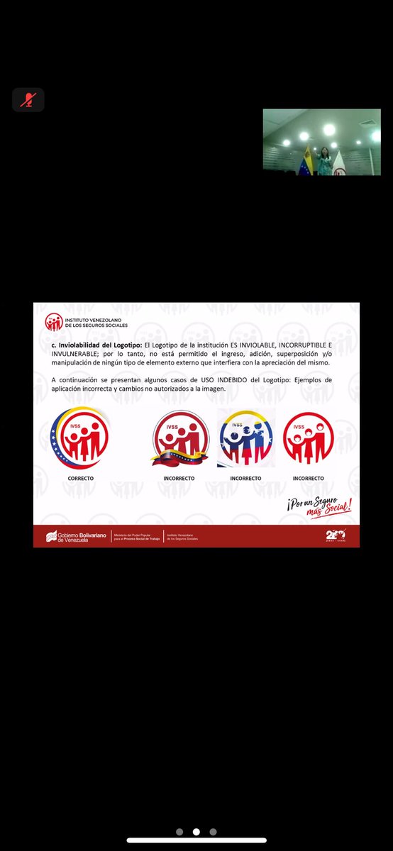 OAPUNTOFIJOIVSS's tweet photo. #DeInterés | La OA IVSS Punto Fijo estuvo presente en la videoconferencia llevada a cabo por la Licda. Heidy Marchena, jefa de audiovisuales y diseño gráfico donde el tema a tratar fue el manual corporativo, uso correcto del logotipo del IVSS.

#LosBuenosSomosMás

@NicolasMaduro https://t.co/JKufuPwIHd