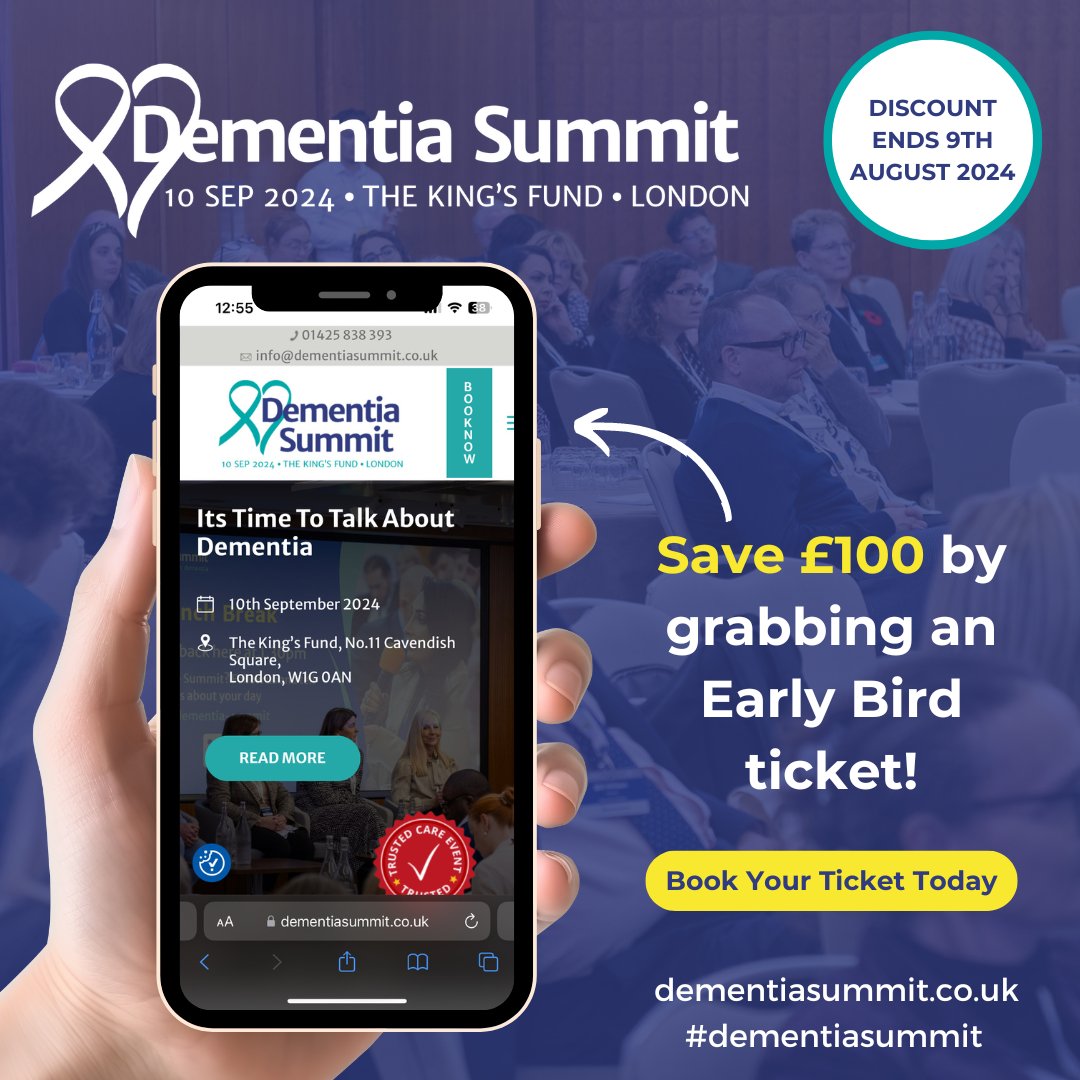 Your discount is slipping away!

This is your last week to save £100 on your ticket to Dementia Summit 2024. So, head over to their website and grab your Early Bird ticket before they’re gone...

Don't miss out... book today: bit.ly/3U7UaO8
#dementiasummit #dementia