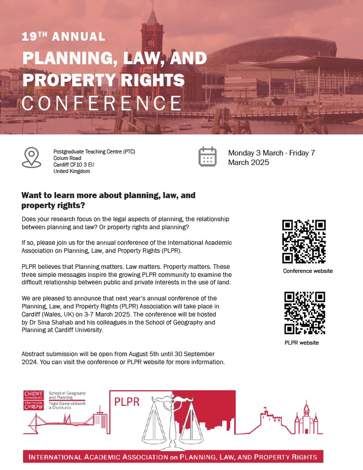 I am pleased to inform you that the #PLPR2025 conference in Cardiff is now accepting abstracts. 

A submission link is available on the conference website: cardiff.ac.uk/conferences/up…

The call for abstracts will close on Monday, 30 September 2024.