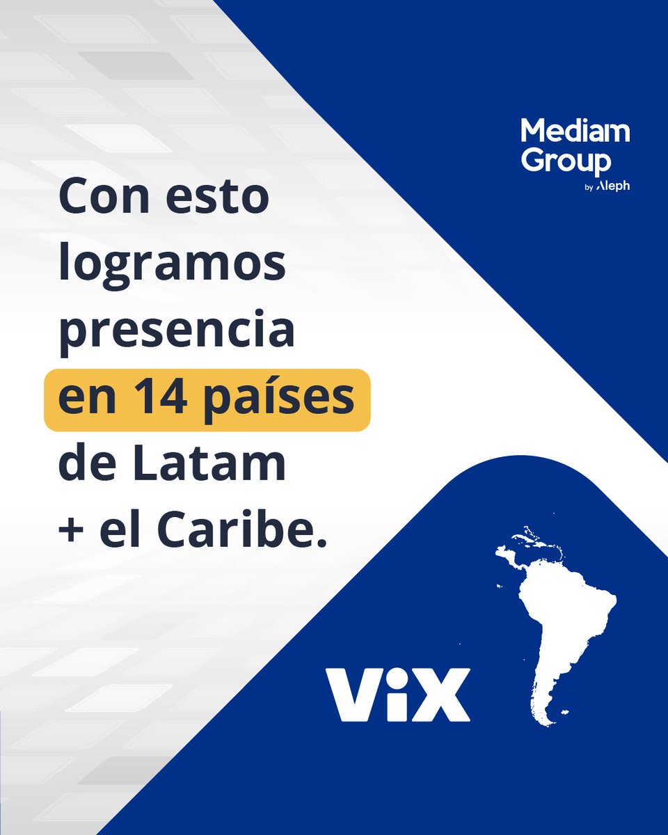 MediamGroup's tweet photo. ¡En Mediam by Aleph hemos llegado a Colombia como Resellers Oficiales de @VIX! Nuestra expansión ahora incluye presencia en 14 países de Latinoamérica, más el Caribe, consolidando nuestro compromiso con el crecimiento en el ecosistema digital de TV Conectada (CTV) en el LATAM https://t.co/0tRqAbphpp