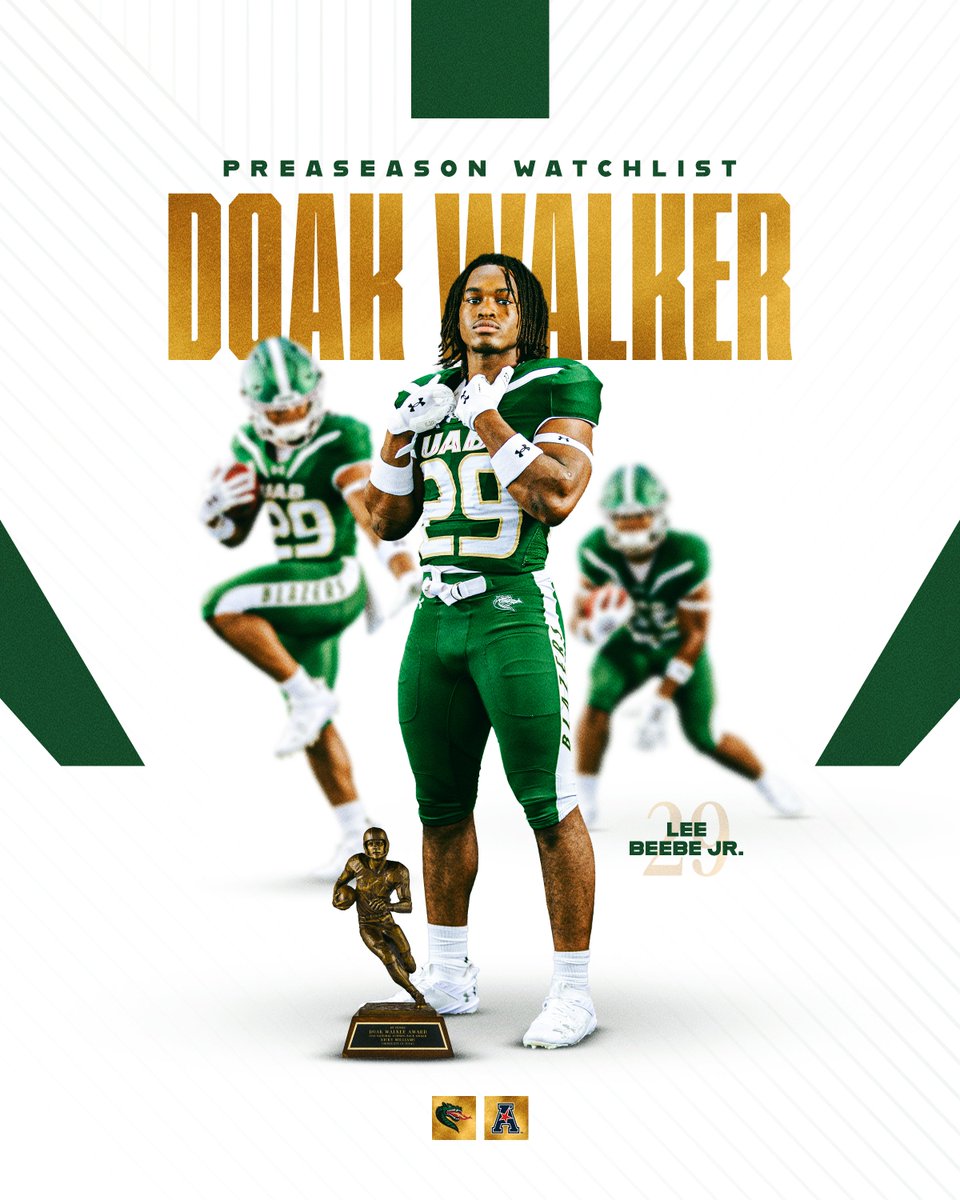UAB Football (@uab_fb) on Twitter photo 𝐋𝐄𝐄 🔥 𝐁𝐄𝐄𝐁𝐄 🔥 𝐉𝐑 🔥
Sophomore Lee Beebe Jr. has been named to the <a href="/DoakWalkerAward/">Doak Walker Award</a> Watch List, which is annually presented to the nation's top running back. Beebe averaged 6.9 YPC as a redshirt freshman 👀
🔗: bit.ly/4dscppq
#WinAsOne 𝐋𝐄𝐄 🔥 𝐁𝐄𝐄𝐁𝐄 🔥 𝐉𝐑 🔥
Sophomore Lee Beebe Jr. has been named to the <a href="/DoakWalkerAward/">Doak Walker Award</a> Watch List, which is annually presented to the nation's top running back. Beebe averaged 6.9 YPC as a redshirt freshman 👀
🔗: bit.ly/4dscppq
#WinAsOne