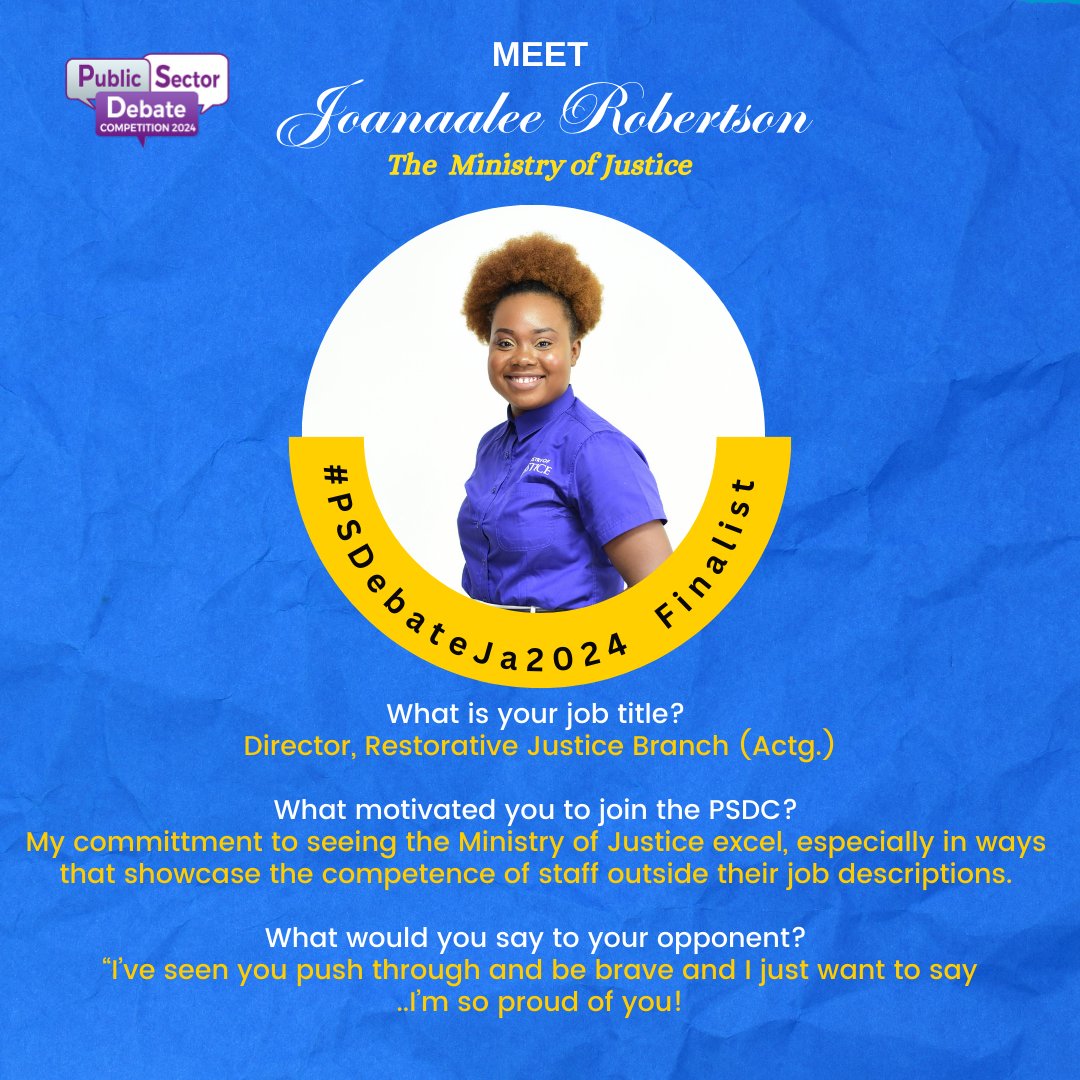 TIU_Jamaica's tweet photo. Learn more about our finalists and prepare to watch the crowning of the 2024 Public Sector Debate Competition champion. Catch us live on YouTube starting at 10 am. 2/2 https://t.co/Eb0O97EnPo