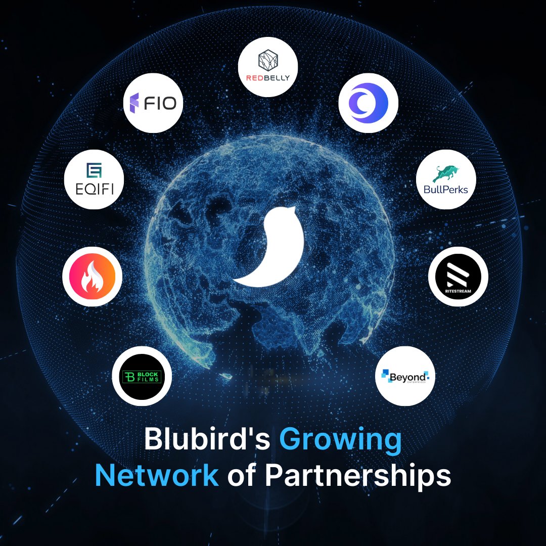 blubird_app's tweet photo. 🌐 Blubird's Growing Network of Partnerships 🌐

🎉At Blubird, we're proud to announce our expanding network of partners, each bringing unique expertise and innovation to the blockchain space.

👇Here's a glimpse of our collaborations and their description of what they do:

Redbelly Network @RedbellyNetwork: The world’s ONLY public purpose-built real-world asset tokenization network, paving the way for secure and efficient asset management.

EQIFi @eqifi_finance: The only fully licensed and regulated decentralized finance platform, backed by a leading digital bank, making DeFi more accessible and trustworthy.

FIO Protocol @joinFIO: A decentralized, customizable, and secure solution that replaces public wallet addresses with a human-readable handle. This NFT-owned handle enhances usability across all blockchains.

Eclipse Fi @Eclipsefi: A community and builder-centric hub for token launches, reducing reliance on predatory actors and reviving the core principles of crypto.

Bull Perks @bullperks: The fairest, most community-dedicated decentralized VC & multichain launchpad, ensuring equitable opportunities for all participants.

Ritestream @ritestream_io: The “Web3 Kickstarter, Netflix, and collectibles platform & launchpad” for TV shows and movies, revolutionizing content creation and distribution.

Beyond Enterprizes @BEnterprizes: Delivers strategic and technical leadership, advisory, and support to projects in all stages of blockchain and new technology implementation and development.

Blockfilms @films_block: A global content agency and investment company bridging mainstream advertising and blockchain. Focused on Web 3.0, Blockfilms connects a network of industry professionals and experts.

Matchain @matchain_io: A decentralized AI blockchain focused on data and identity sovereignty, leveraging advanced AI for enhanced decentralized identity solutions and data management.

Stay tuned as we continue to build a robust and diverse network of partners, driving the future of blockchain together! 🚀

#Blubird #Blockchain #Innovation #Partnerships #Web3