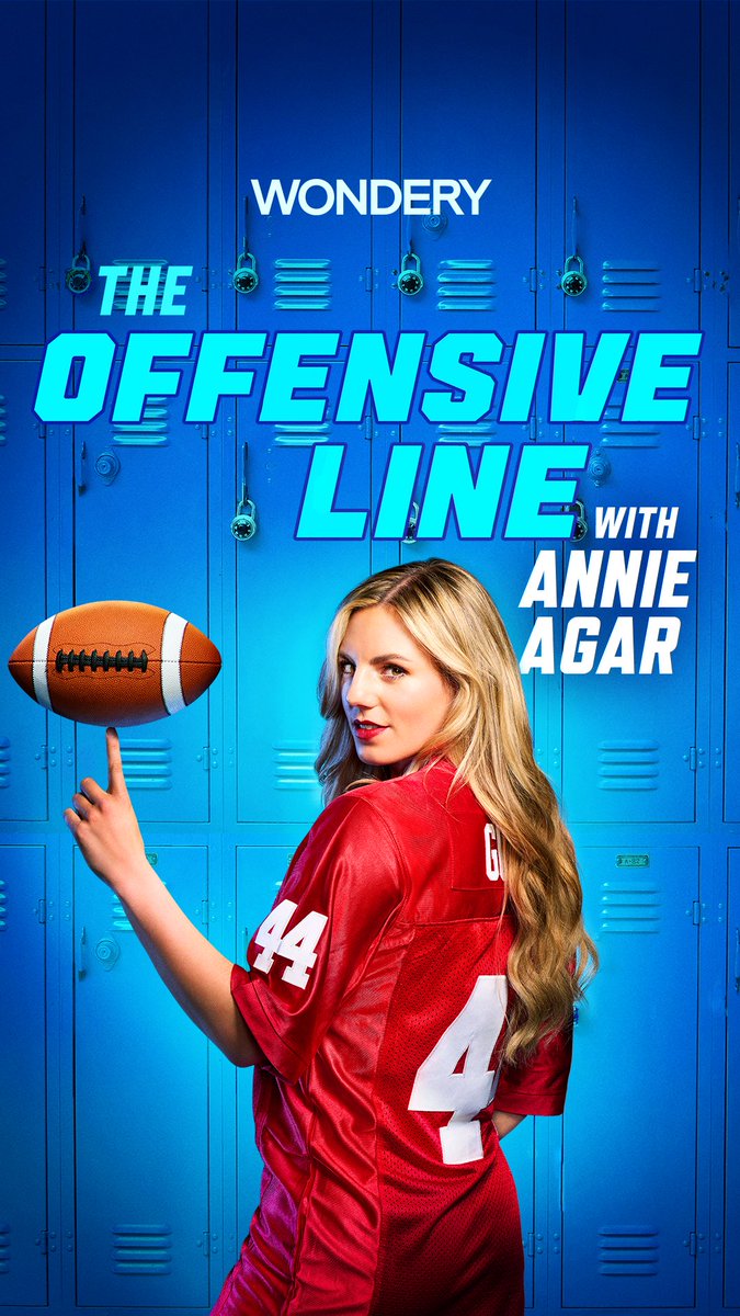 AnnieAgar's tweet photo. HERE WE GO. 

so excited to announce to you guys, my new podcast #TheOffensiveLine drops this Wednesday on YouTube and anywhere you get your podcasts! subscribe now with the link in my bio! @WonderyMedia https://t.co/pRB4M2hUZK
