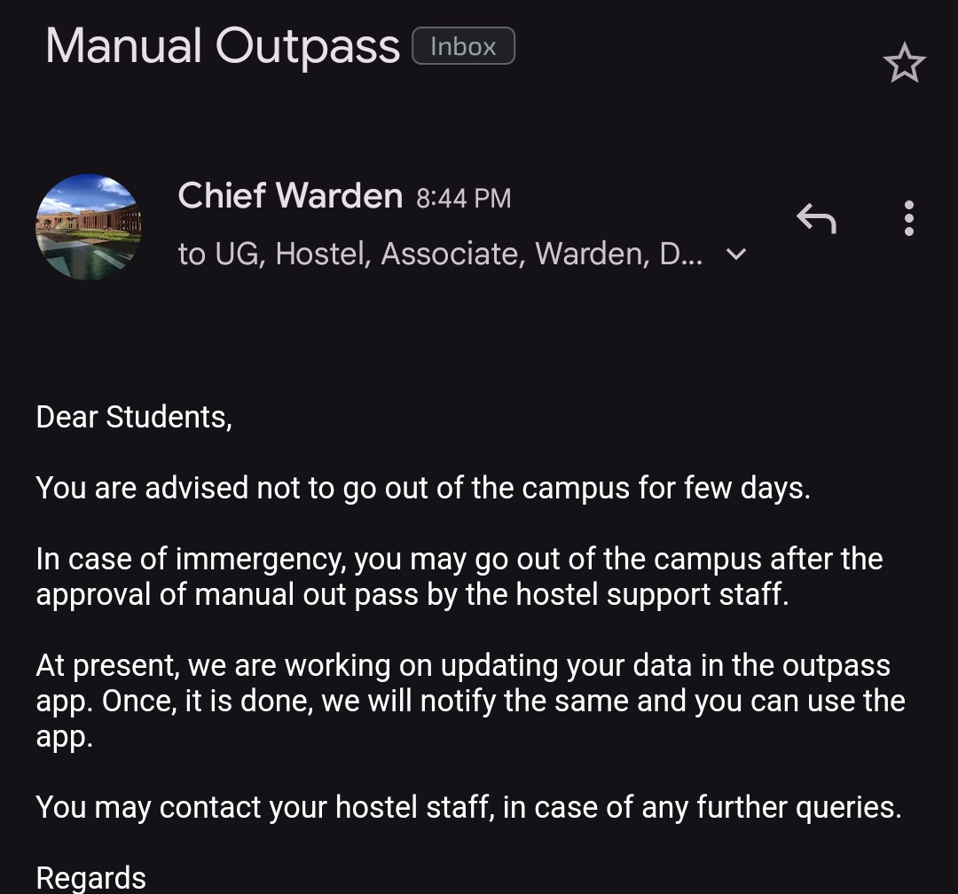 _beingHarsh_'s tweet photo. So basically, You should not go out of college because your app is updating. 
#WardenLogic #CampusLockdown #DigitalDilemma #StudentStruggles #LNMIIT https://t.co/2egGa0BVWE