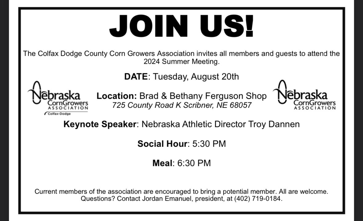 We hope to see you all on Tuesday, Aug 20! 🌽
